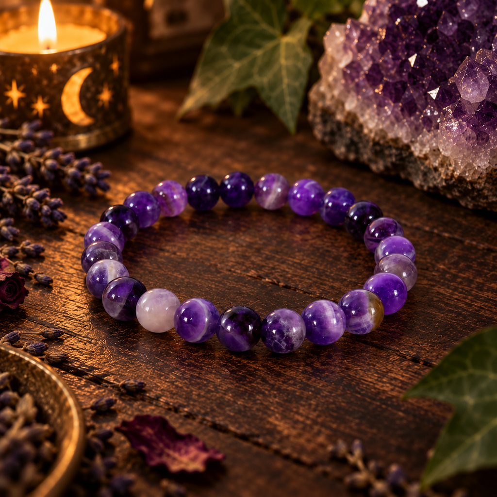 Natural Amethyst Crystal 8mm Stretch Bracelet
