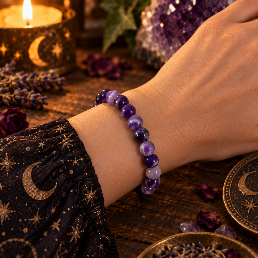 Natural Amethyst Crystal 8mm Stretch Bracelet