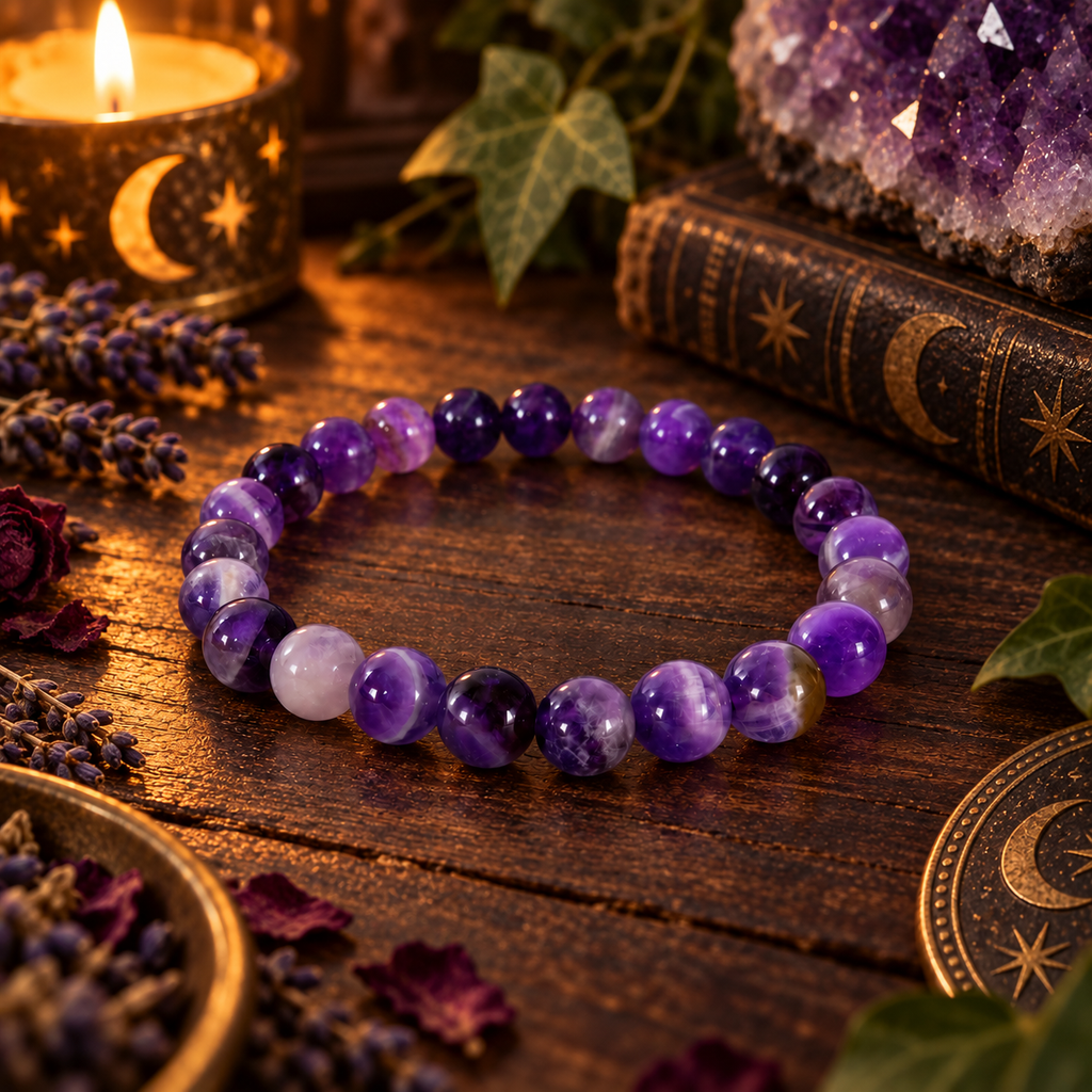 Natural Amethyst Crystal 8mm Stretch Bracelet