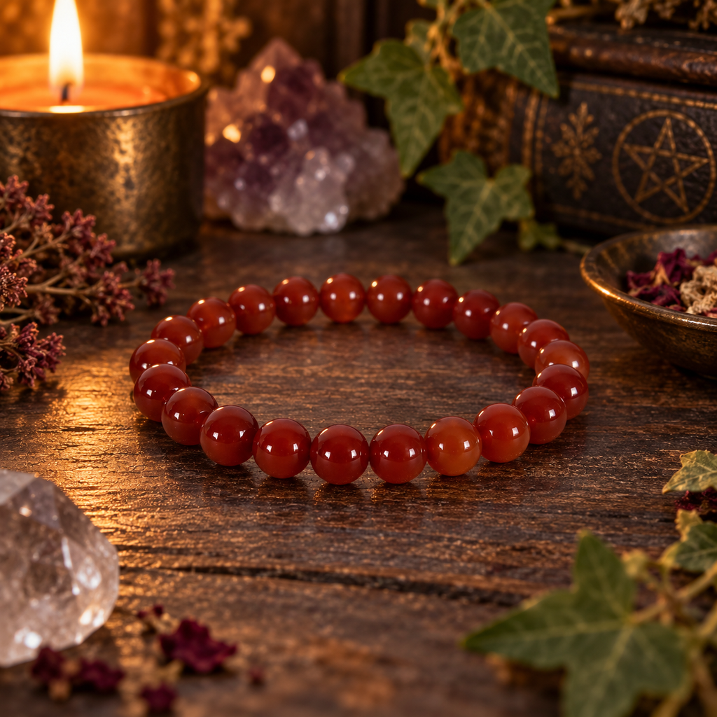 Natural Carnelian Crystal 8mm Stretch Bracelet