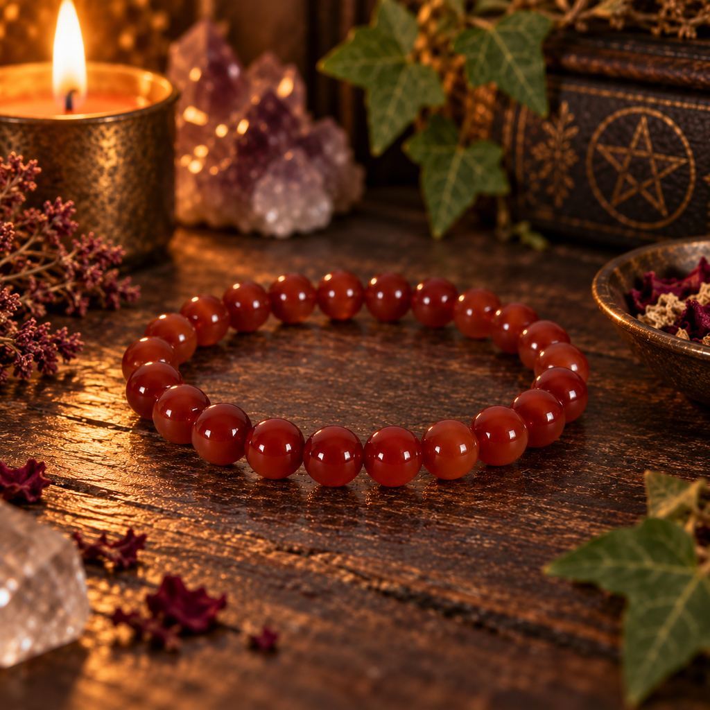 Natural Carnelian Crystal 8mm Stretch Bracelet