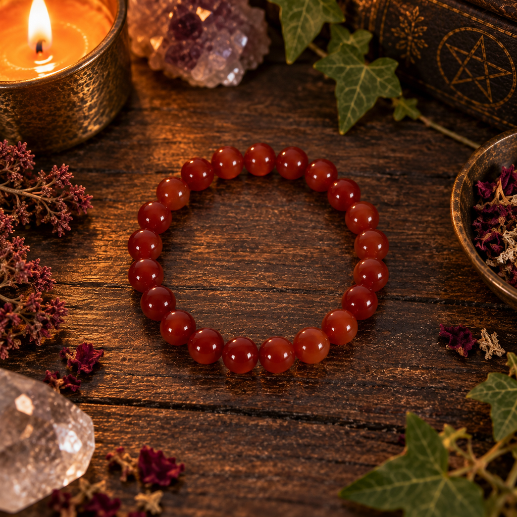 Natural Carnelian Crystal 8mm Stretch Bracelet