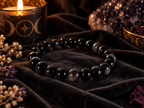 Natural Silver Sheen Obsidian Crystal 8mm Stretch Bracelet