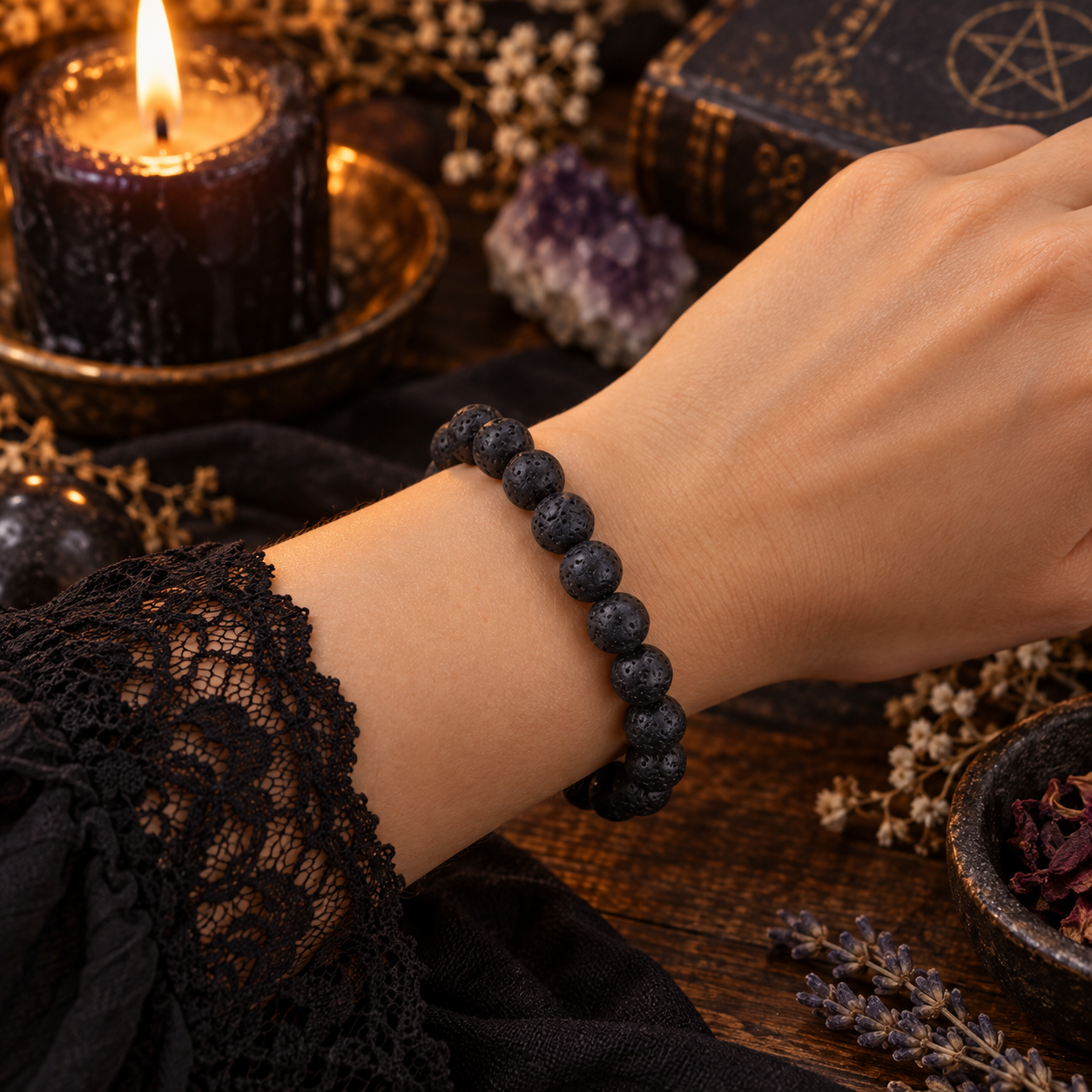 Natural Lava Rock 8mm Stretch Bracelet