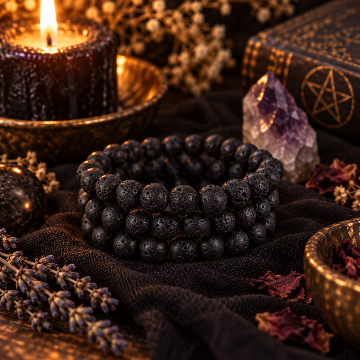 Natural Lava Rock 8mm Stretch Bracelet