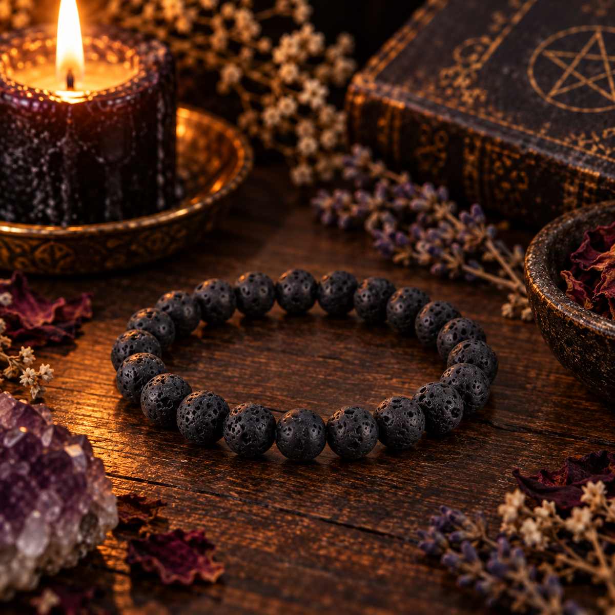 Natural Lava Rock 8mm Stretch Bracelet