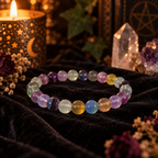 Natural Rainbow Fluorite Crystal 8mm Stretch Bracelet