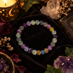 Natural Rainbow Fluorite Crystal 8mm Stretch Bracelet