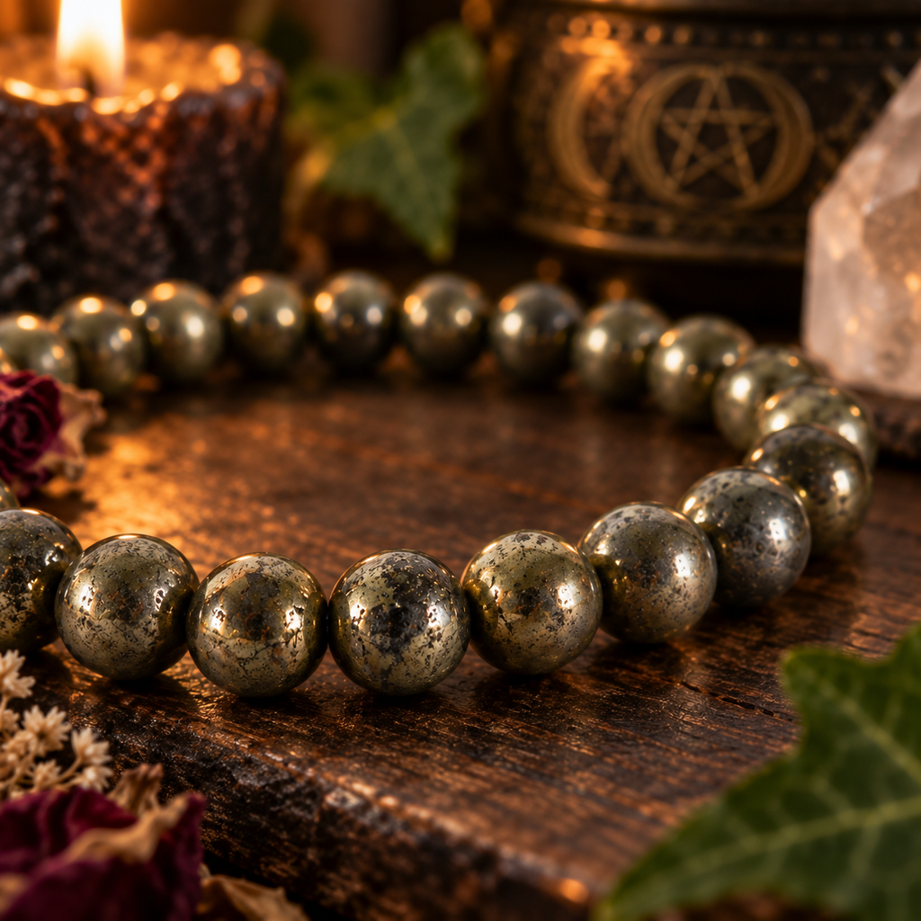 Natural Pyrite Crystal 8mm Stretch Bracelet