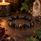 Natural Tiger Eye, Black Onyx & Hematite Crystal 8mm Stretch Bracelet