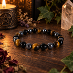 Natural Tiger Eye, Black Onyx & Hematite Crystal 8mm Stretch Bracelet