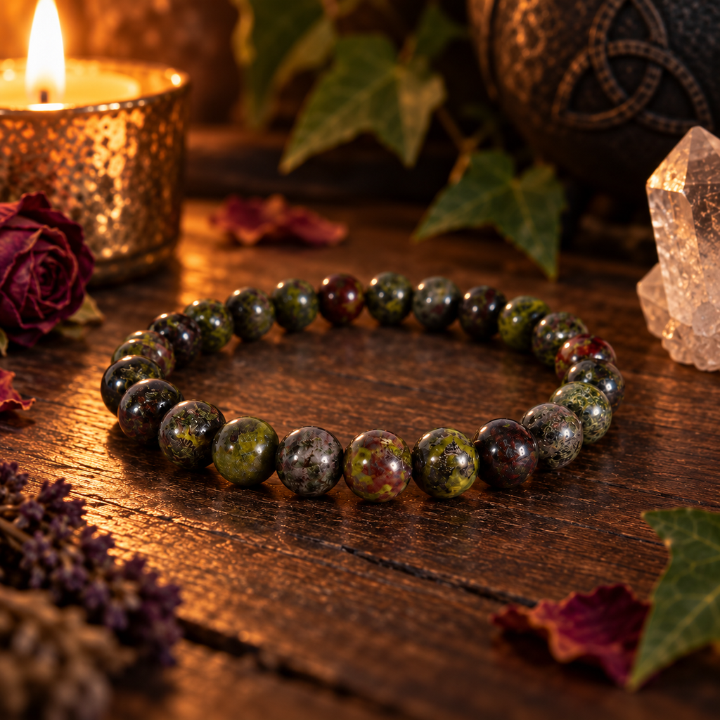 Natural Dragon’s Blood Jasper Crystal 8mm Stretch Bracelet
