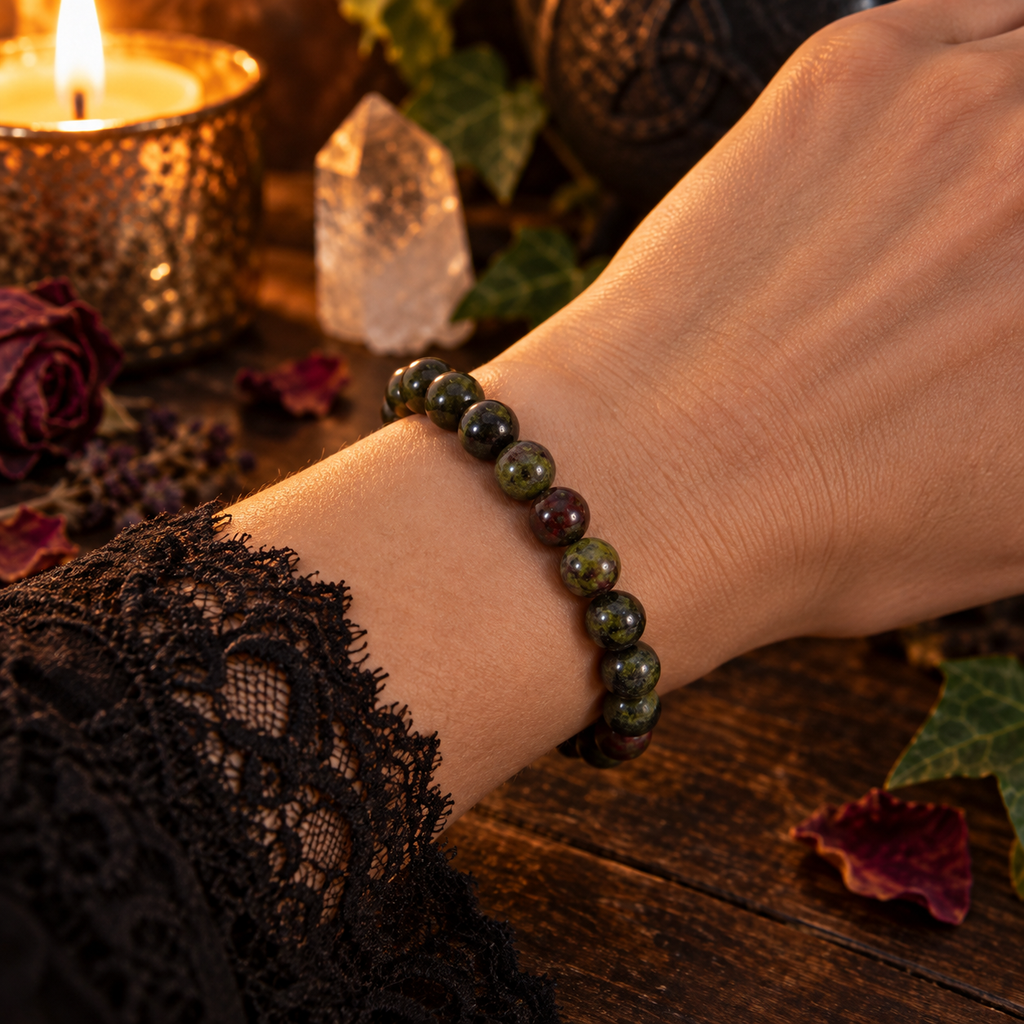 Natural Dragon’s Blood Jasper Crystal 8mm Stretch Bracelet