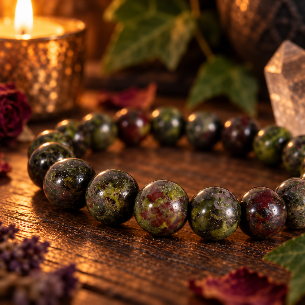 Natural Dragon’s Blood Jasper Crystal 8mm Stretch Bracelet