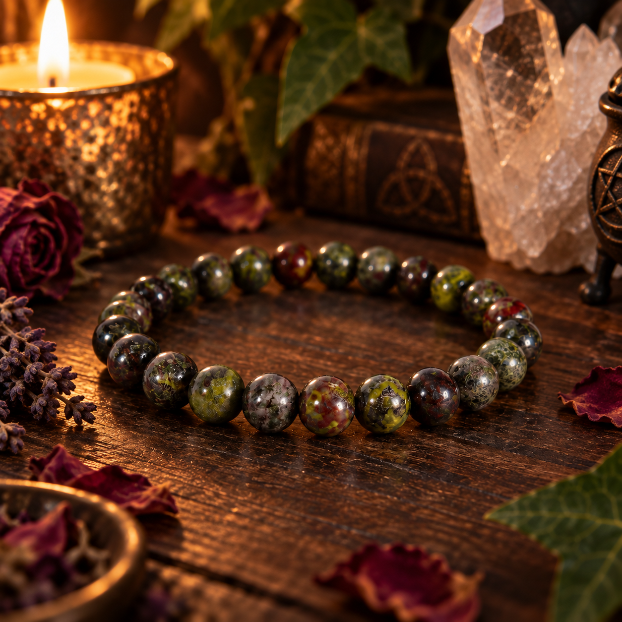 Natural Dragon’s Blood Jasper Crystal 8mm Stretch Bracelet