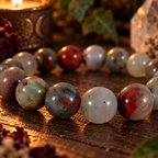 Natural African Bloodstone Crystal 8mm Stretch Bracelet