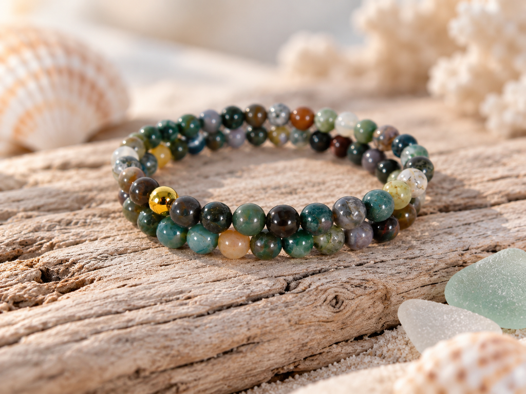 Natural Ocean Jasper Crystal 4mm Delicate Stretch Bracelet