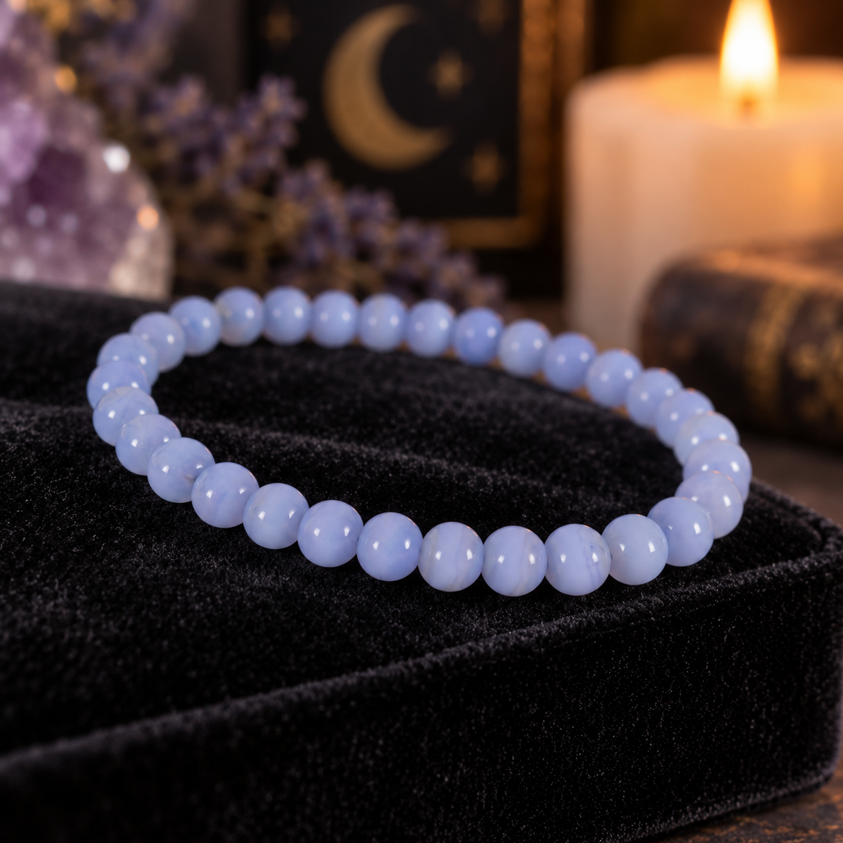 Delicate Blue Lace Agate Crystal 4mm Stretch Bracelet