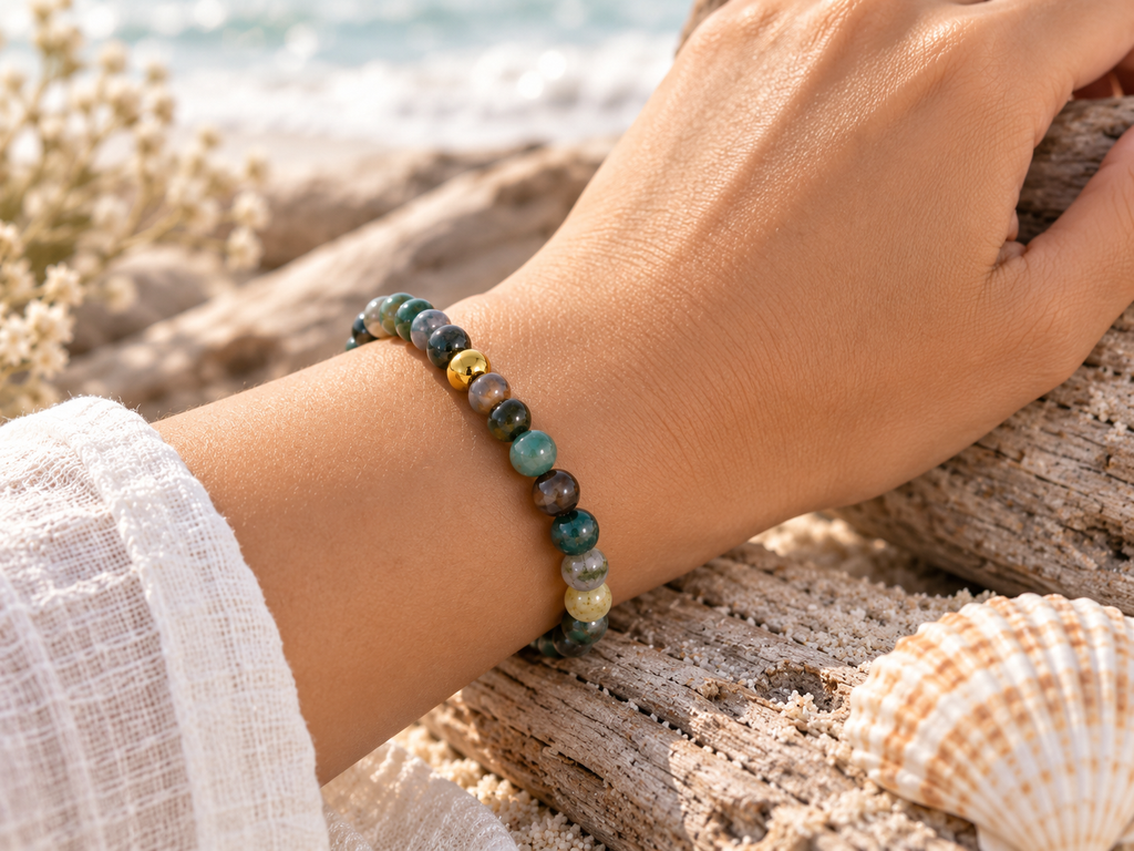 Natural Ocean Jasper Crystal 4mm Delicate Stretch Bracelet