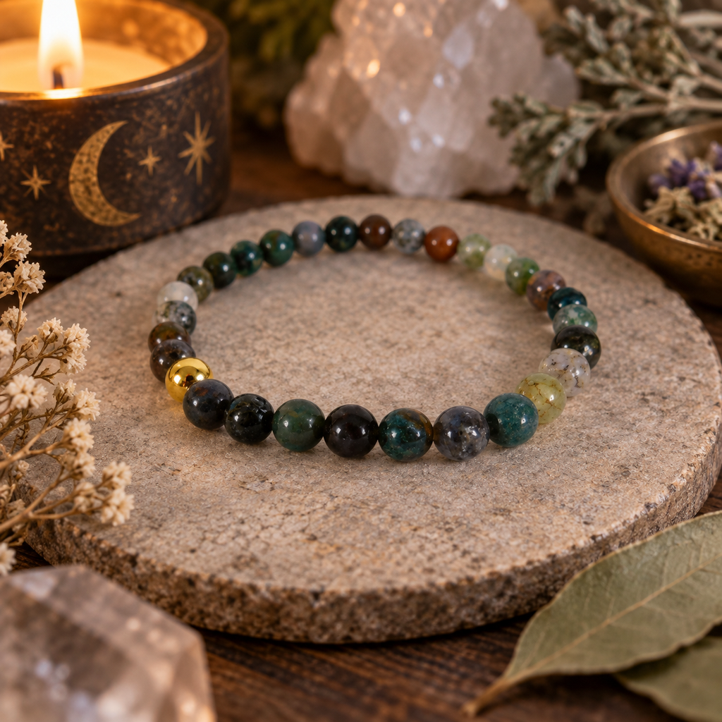 Natural Ocean Jasper Crystal 4mm Delicate Stretch Bracelet