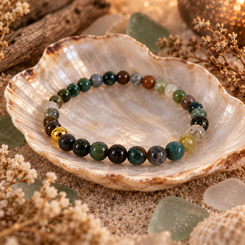 Natural Ocean Jasper Crystal 4mm Delicate Stretch Bracelet