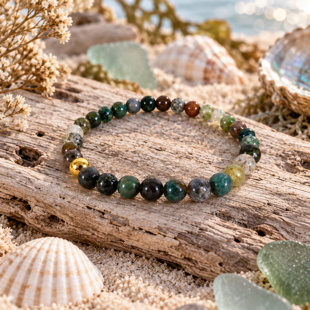 Natural Ocean Jasper Crystal 4mm Delicate Stretch Bracelet