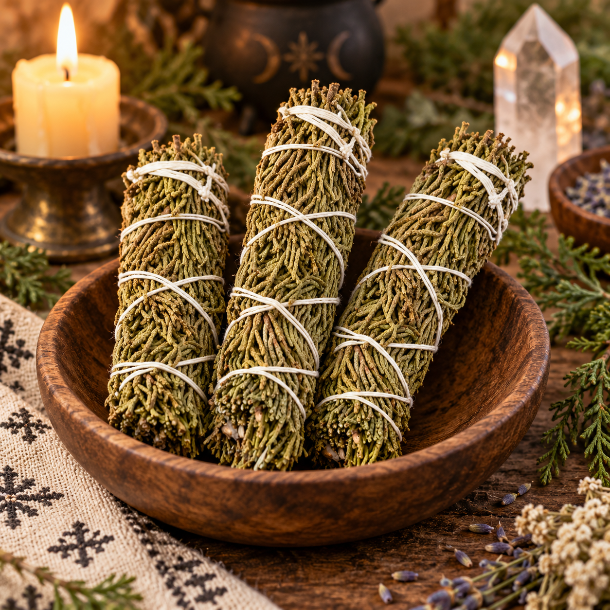 Juniper Herbal Cleansing 4-Inch Bundles, Pack of 3