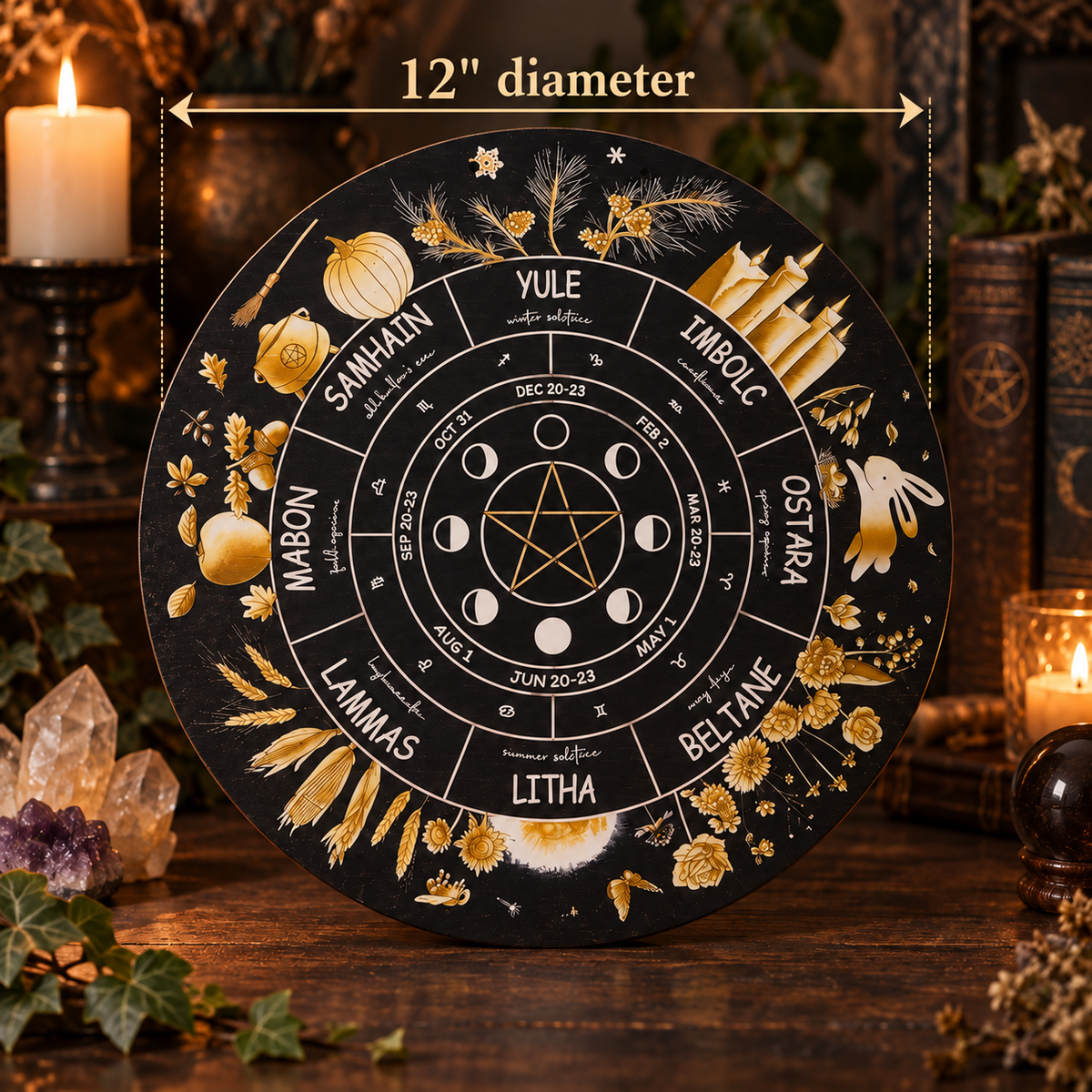 Wheel of the Year Sabbat Altar Plaque 12 inch