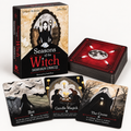 Seasons of the Witch Samhain Oracle deck box with guidebook and three illustrated cards displayed