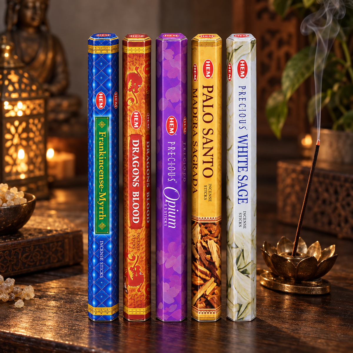 Ceremonial Incense Set, 5 HEM Scents, 100 Sticks