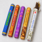 Ceremonial Incense Set featuring five HEM scent boxes including Frankincense Myrrh Dragons Blood Opium Palo Santo White Sage