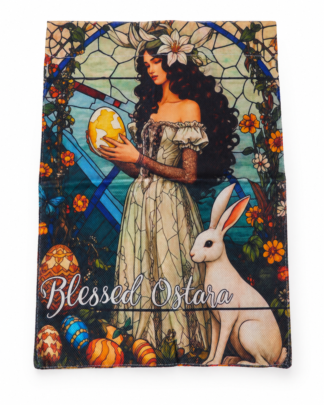 Blessed Ostara Garden Flag, Art Nouveau Spring Design | 12 x 18 in