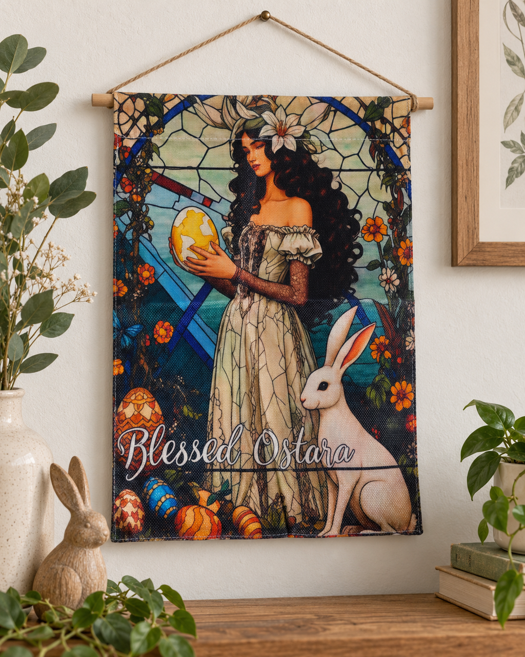 Blessed Ostara Garden Flag, Art Nouveau Spring Design | 12 x 18 in