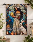 Blessed Ostara Garden Flag, Art Nouveau Spring Design | 12 x 18 in