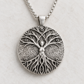 Celtic Tree of Life pendant necklace in alloy with a circular design and silver chain
