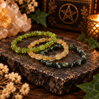 Echo Morning Dove’s Crystal Stretch Bracelet Stack Peridot, Citrine & Seraphinite
