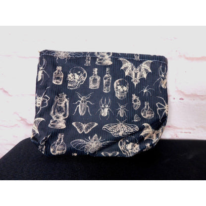Gothic Apothecary Skull Bat Makeup Bag Vinyl Lined Travel Organizer