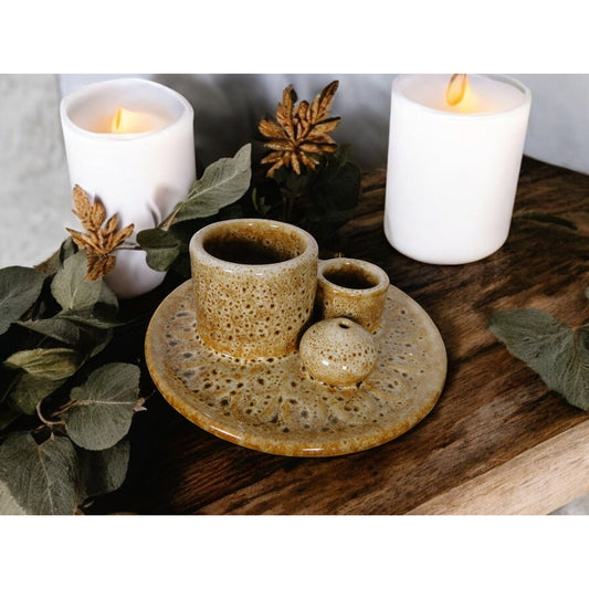 Rustic Ceramic Incense Holder Ash Catcher Altar Sage Smudge Bowl