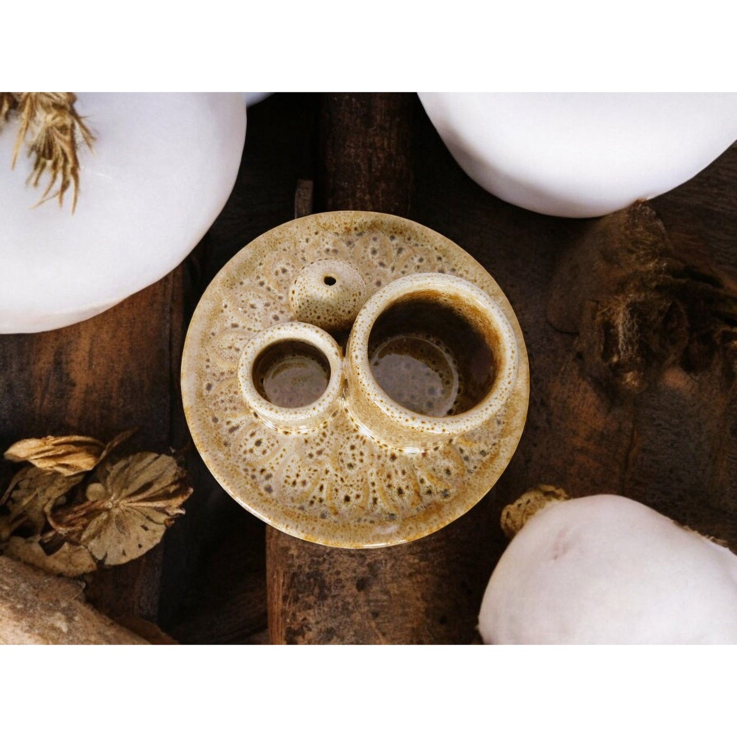 Rustic Ceramic Incense Holder Ash Catcher Altar Sage Smudge Bowl