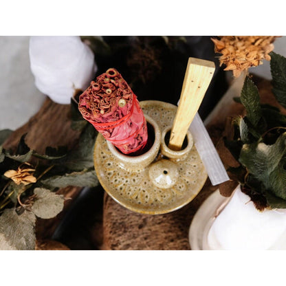 Rustic Ceramic Incense Holder Ash Catcher Altar Sage Smudge Bowl