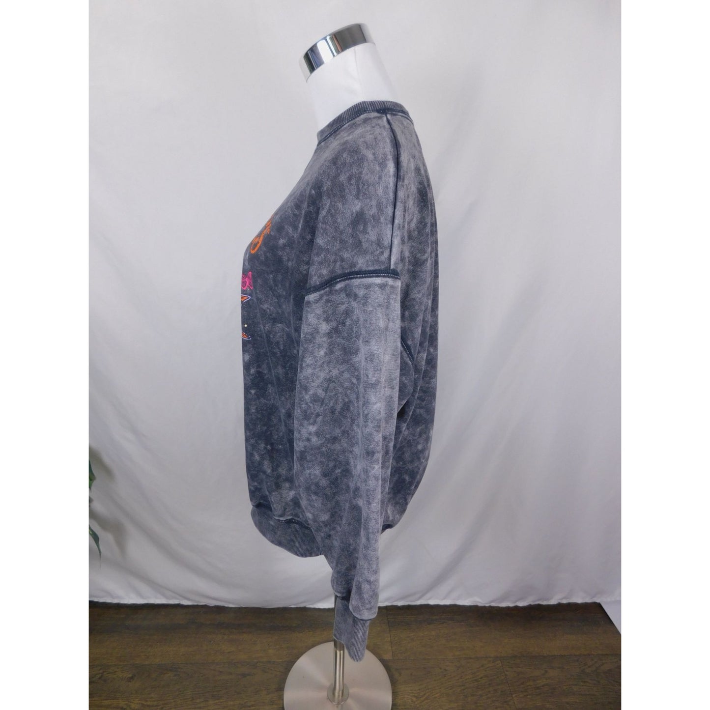 Cosmic Vibes Sun Eye Sweatshirt Black Acid Wash S Boho Witchcore