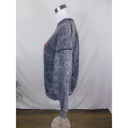 Cosmic Vibes Sun Eye Sweatshirt Black Acid Wash S Boho Witchcore