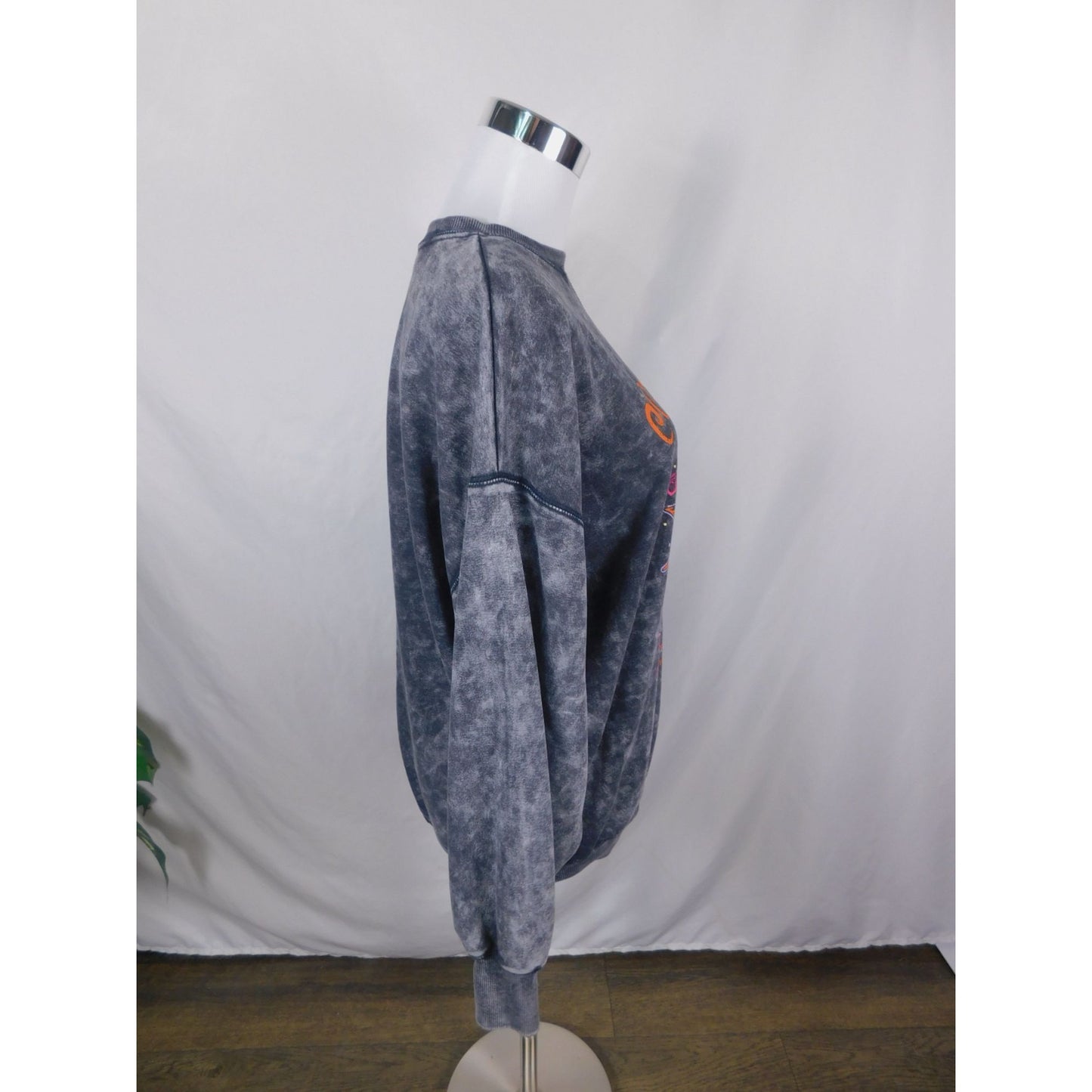 Cosmic Vibes Sun Eye Sweatshirt Black Acid Wash S Boho Witchcore