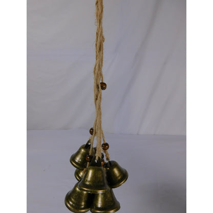Witch Protection Bells Antique Brass Hanging Decor With Jute Rope