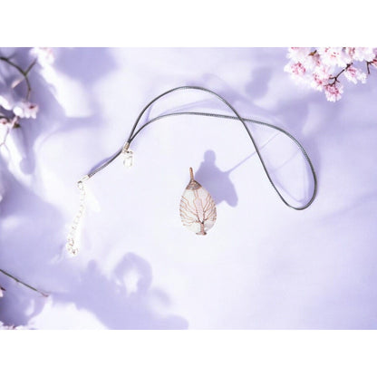 Rose Quartz Tree of Life Pendant Necklace Healing Crystal Jewelry 18" Cord