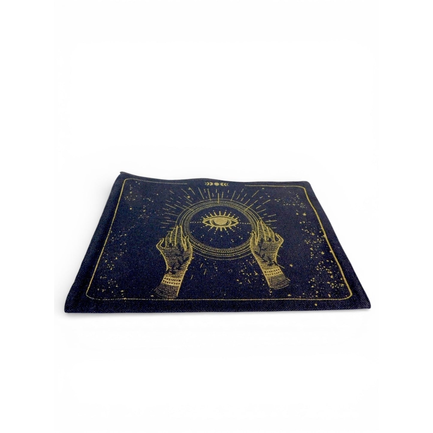 Mystic Hands Eye Altar Cloth Tarot Reading Mat Wicca Witchcraft Black Gold