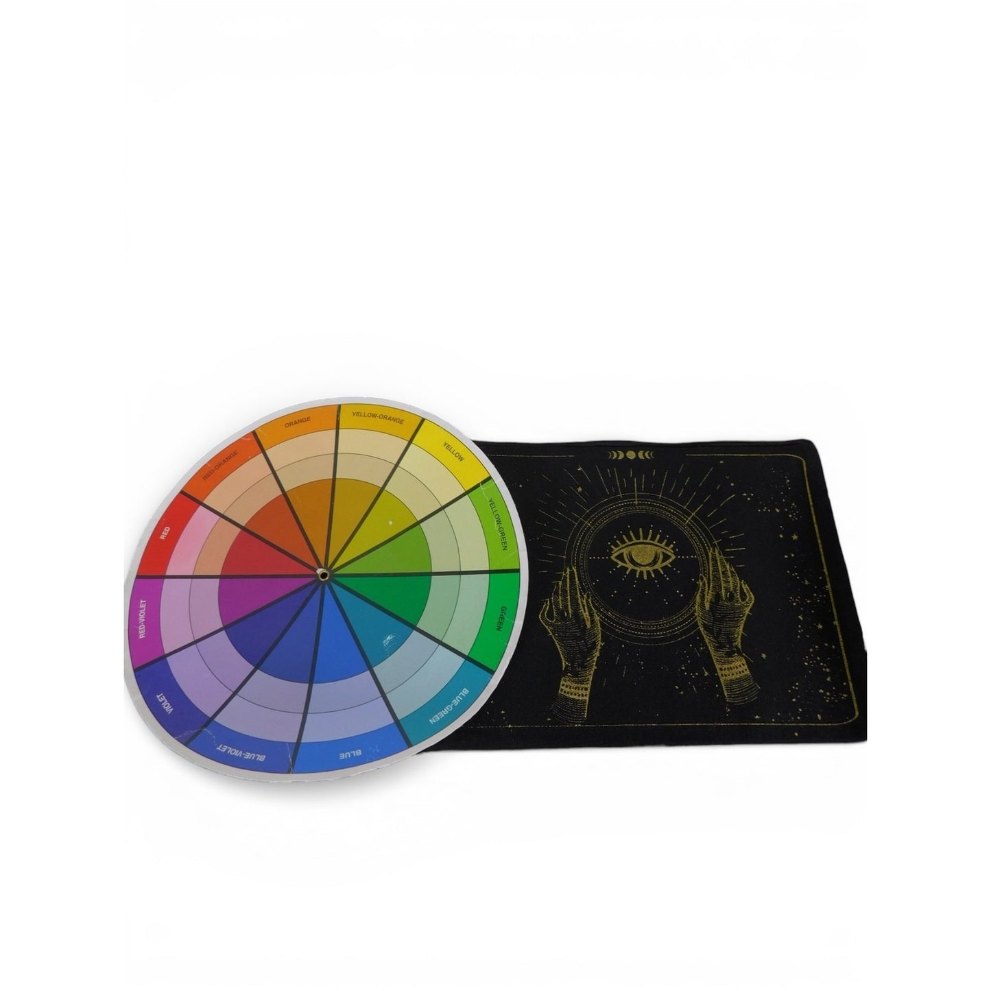 Mystic Hands Eye Altar Cloth Tarot Reading Mat Wicca Witchcraft Black Gold