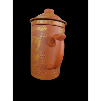 Yixing Clay Dragon Tea Mug w Lid & Infuser Chinese Gongfu Teacup