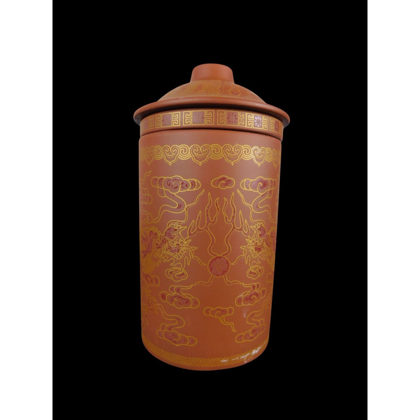 Yixing Clay Dragon Tea Mug w Lid & Infuser Chinese Gongfu Teacup