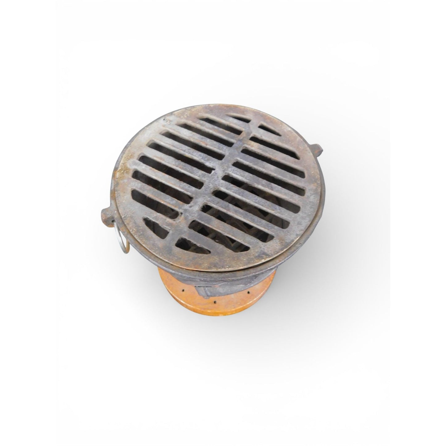 Antique Cast Iron Charcoal Brazier Incense Burner Wood Base